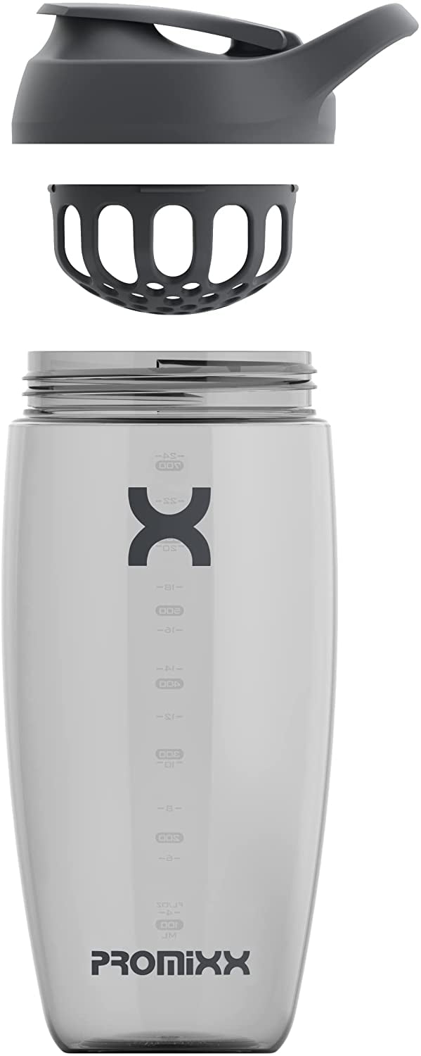 PROMiXX Shaker Bottle - Premium Protein Mixes and Supplement Shaker (24oz,  Graphite Gray) 