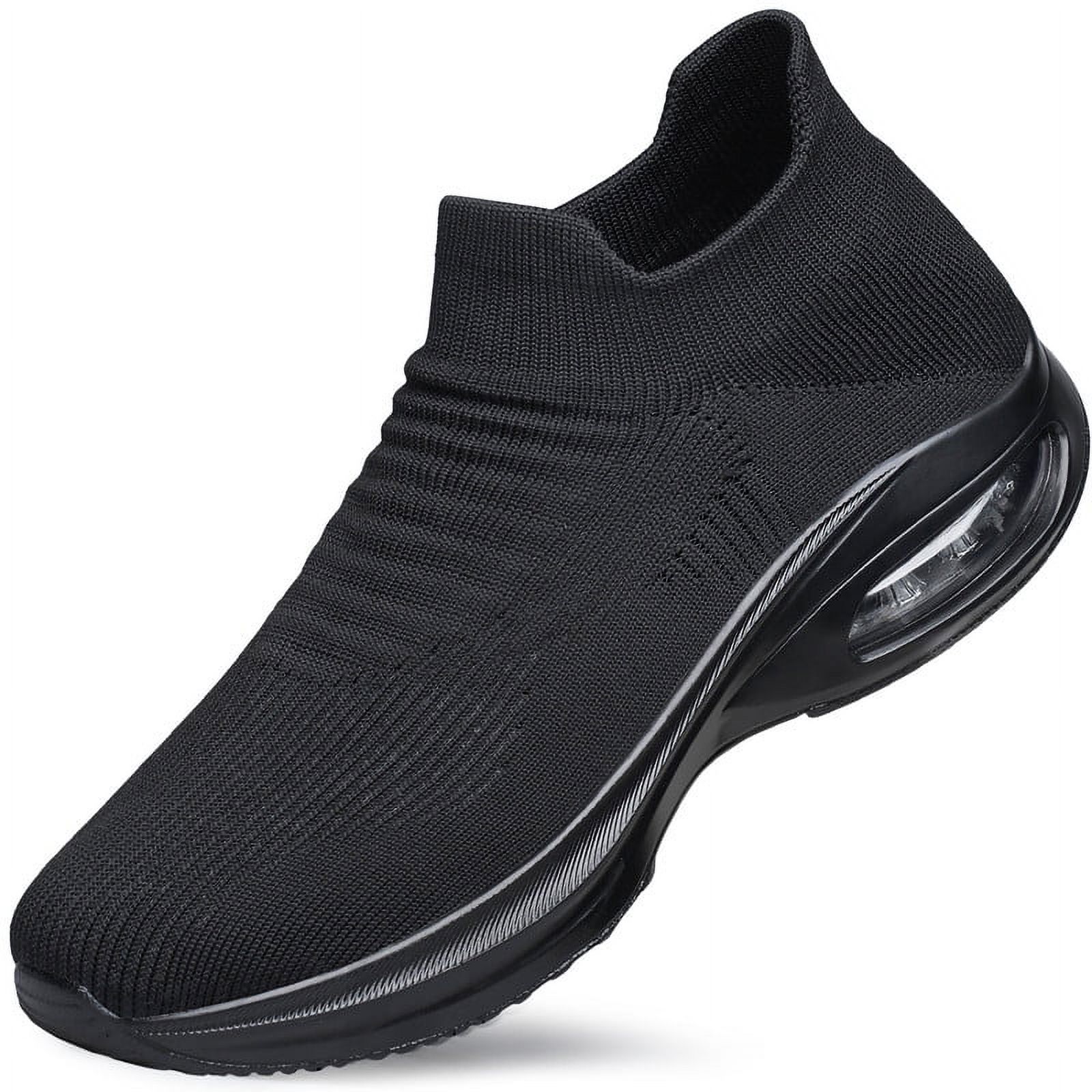vibdiv Mens Walking Shoes Non Slip Running Shoes Breathable Workout Shoes Lightweight Breathable Casual Work Sports Gym Shoes All Black Size 7.5