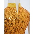 thumbnail image 7 of Doomiva Girls Lyrical Praise Dance Dress Sparky Sequin Sleeveless Asymmetrical Liturgical Worship Tunic Overlay Gold 8, 7 of 7