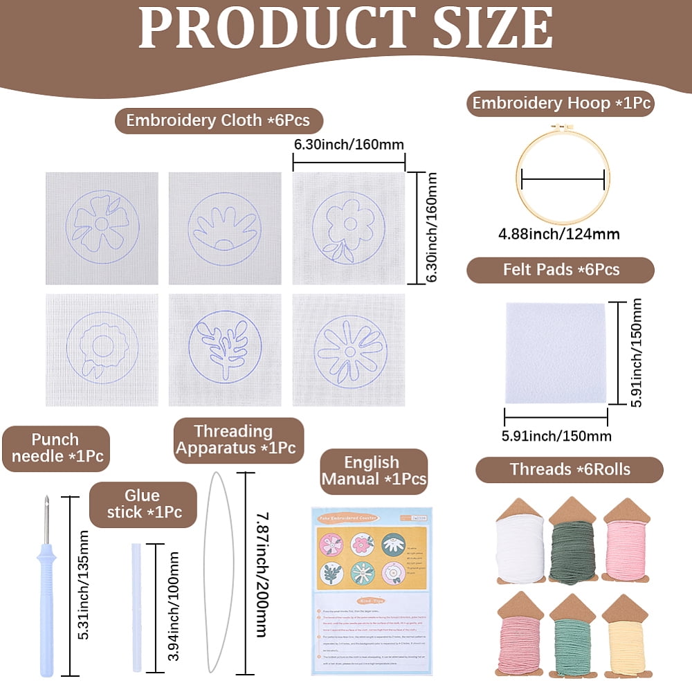 Cotton Plastic Iron Punch Needle Kits Mixed Shapes 156x158x0.3mm