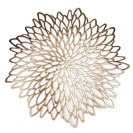 

Style Table Decoration Mat Hibiscus Flower Bronzing PVC Placemat Gold 6 Pieces