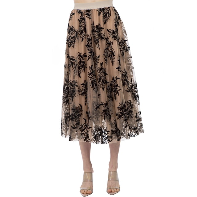 Falda midi flores negras AMAD Casual para mujer Talla S