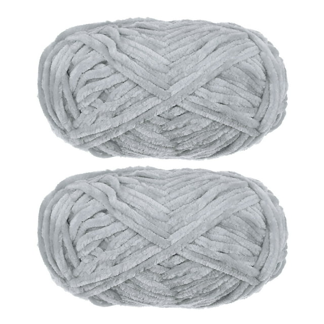 Unique Bargains 2 Pelotes Fil Velours Fil Chenille 87,49 Verges Polyester Fil Doux pour Couverture 2 Pcs Gris