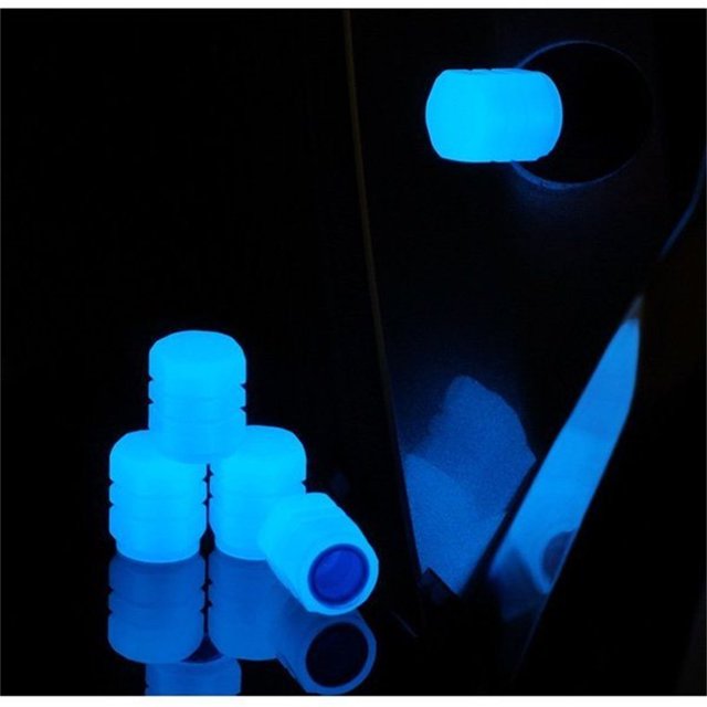 Xihbxyly Juego de Tapas de Neumáticos Fluorescentes, Tapa de Válvula de Material Abs, Fácil Instalación, Ajuste Universal, Potenciador de Ciclismo Nocturno, Paquete de 4, Accesorios para Ruedas de Ve