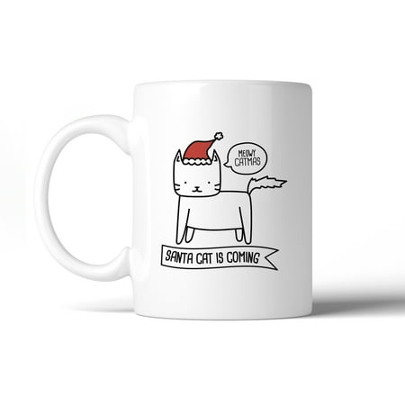 Unique Bday Gifts For Her Meowy Catmas Santa Cat Lover Coffee Mug Unique Holiday Gift For Her ()