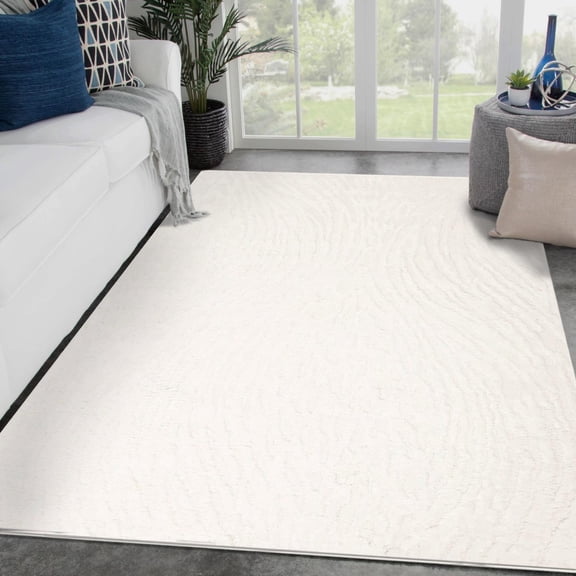 Luxe Weavers Artistic Abstract Wave Ivory 5x7 Area Rug