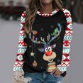 thumbnail image 1 of Chandails en Molleton de Noël pour Femmes, Col Rond, Mode Décontractée, Manches Longues, Imprimé de Noël, Blouse Mignonne, en Solde, 1 of 4