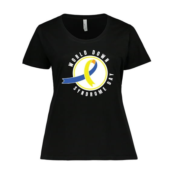 Inktastic World Down Syndrome Day with Yellow and Blue Ribbon Women's Plus Size T-Shirt