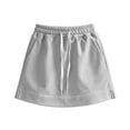 thumbnail image 5 of Miluxas Girls' Drawstring Sweat Skirt - Elastic Waist A-Line Skirt with Side Pockets, Comfortable Casual Skirt for School, Sports & Daily Wear Gray 5-6Years, 5 of 8