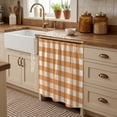 thumbnail image 3 of Orange Plaid Cabinet Curtains 35"W x 35"L, Gradient Geometric Buffalo White Checkered Sink Skirt for Bathroom Vanity Kitchen Self Adhesive, Dust-Proof Privacy Curtain for Shelves Closet Pantry, 3 of 9