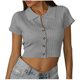 thumbnail image 1 of Mujeres Casual Turndown Collar Botones Manga corta Sólido Pullover Blusa Camiseta Tops Sueltos OAVQHLG3B Store lin121212, 1 of 4