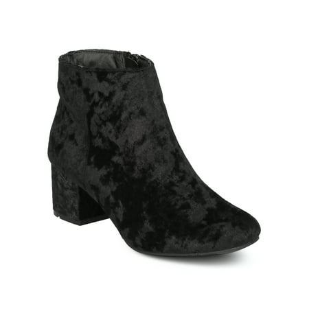 - New Women Wenona-01 Metallic Leatherette Round Toe Low Chunky Heel Bootie