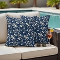 thumbnail image 4 of Botanical Flower Outdoor Waterproof Pillow Covers, Vintage Garden Floral Wildflower Blue Decorative Square Throw Pillowcase Sofa Cushion Sham for Patio/Couch/Chair, 26"x26" 2 Pack, 4 of 8