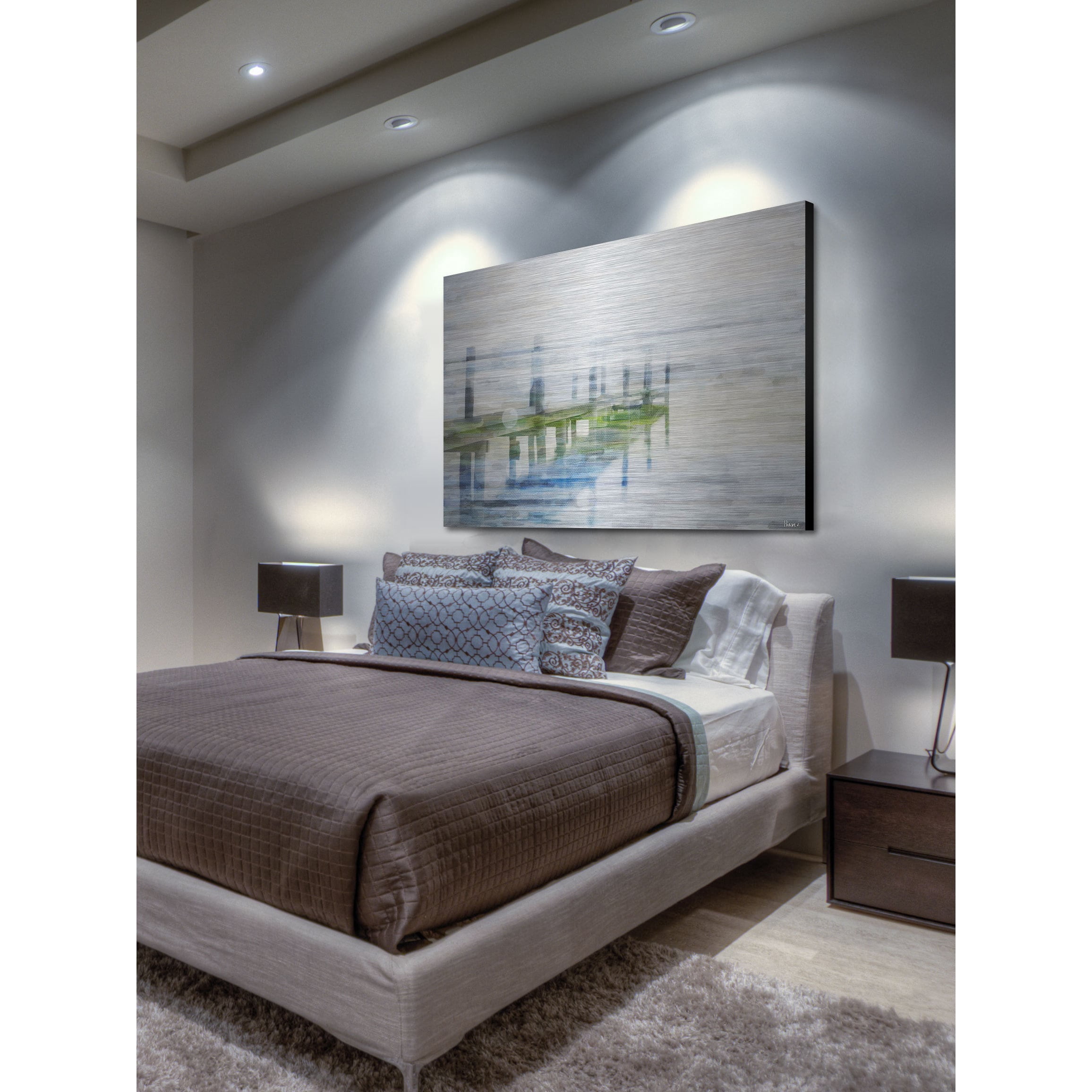 Parvez Taj  'Dock Mist' Painting Print on Brushed Aluminum 24 x 16