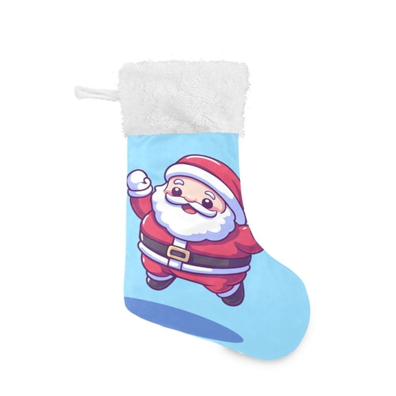 Christmas Stocking with Hanging Loop for Family Holiday Ornament Jumping Santa Claus