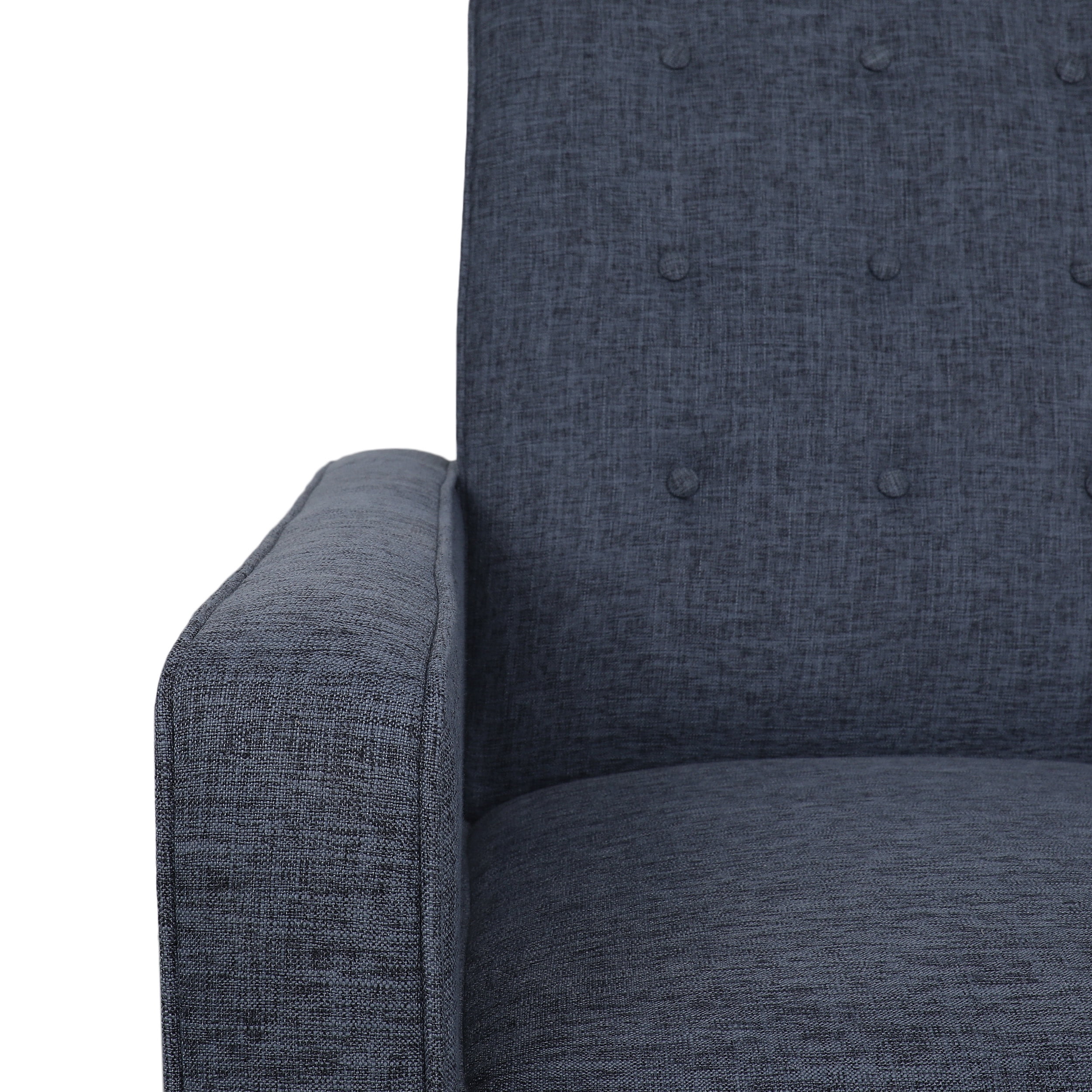 Noble House Craigue Fabric Tufted Loveseat Pushback Recliner, Dark Blue