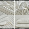 thumbnail image 3 of MooMee Striped Duvet Cover Set Cal-King 100% Washed Cotton Linen Like Textured Breathable 3-Piece (White& Sage Green Wide Stripes), 3 of 6