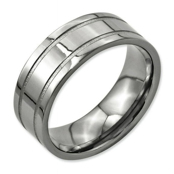 Titanium Grooved 8mm Brushed and Polished Band