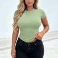 thumbnail image 5 of yillto Women Tight Short Sleeve Shirts Slim Crewneck Basic Tee Tops Solid Color Casual Basic Tshirts, 5 of 6
