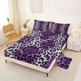 thumbnail image 2 of Erosebridal Black Purple Cheetah Print Bed Sheets 4pcs For Teens Adults,Abstract Animal Print King Sheets, 2 of 5