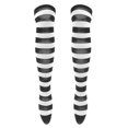 thumbnail image 2 of Pair Of Women's Black And White Wide Striped Thigh High Over The Knee Stocking Socks (black White), 2 of 2