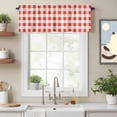 thumbnail image 2 of Orange Red Checkered Kitchen Curtain Valances for Windows Farmhouse Short Curtains, Farmhouse Buffalo Plaid Rod Pocket Valance Curtain for Bedroom Cafe Living Room 42"x12", 2 of 8