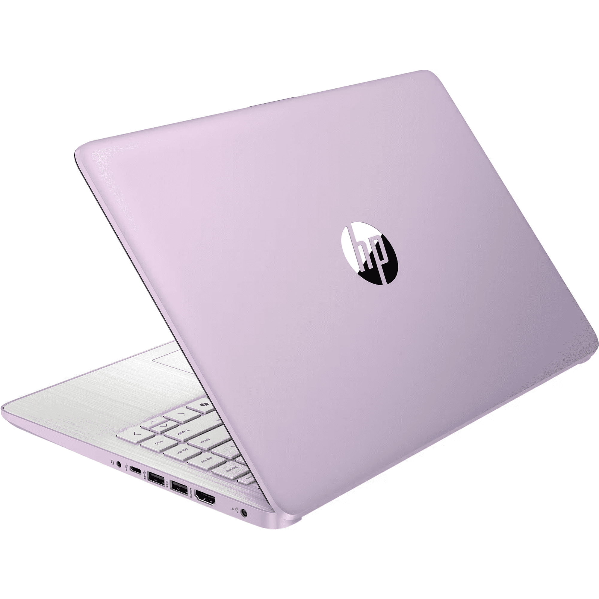 HP 14 Slim Laptop, MS Office 365(one year), Intel 4-Core Processor, 4GB Memory, 128GB Storage, Thin & Light Design, Windows 11 S (Purple) + Foldable Laptop Stand