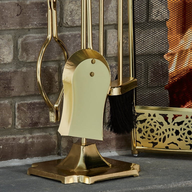 UniFlame 5-Piece Polished Brass Finish Fireset with Ball Handles 