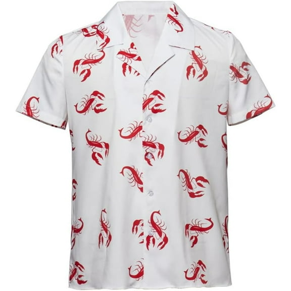 Men's Kramer Lobster Shirt Button-Up White Shirt Short Sleeve Hawaiian Shirts