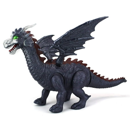 Battery Operated Walking Toy Dragon with Wings Figure, w/ Realistic Movement, Lights and Sounds (Colors May Vary)