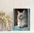 thumbnail image 2 of Qisvanset Framed Canvas Wall Art 12x16 Inch Rustic Window White Cat Farmhouse Pet Lover Art, 2 of 5
