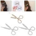 thumbnail image 1 of Mobutofu 3PCS Girls Hair Barrettes Scissors Hairpin Golden Rhinestone for Wedding Women, 1 of 8