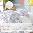 thumbnail image 3 of Blue Spring Floral Bedding 3 Piece Duvet Cover Set Queen Size, Summer Botanical Elegant Flowers Soft Microfiber Comforter Cover with Zipper Closure & Pillowcases, Wrinkle & FadeResistant Quilt Cover, 3 of 9