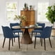 thumbnail image 1 of Sillas de Comedor COLAMY Juego de 4 en Cuero PU Azul con Patas de Madera, 1 of 4