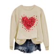 thumbnail image 5 of asdoklhq Womens Casual Love Heart Shirts Women's Fashion Long Sleeve Printed Sweatershirt Loosen Blouse Khaki S, 5 of 8