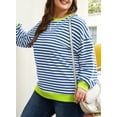 thumbnail image 6 of SHEWIN Plus Sweatshirts Stripe Pullover Crewneck Blouse Loose Fit Plus Size Sweatshirts for Women 3X, 6 of 8