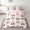 thumbnail image 2 of Feelyou Cartoon Bowknot Child Twin Bedding Sets 7-Piece, Leopard Print Cherry Bedding Comforter Set, Fashion Princess Bow Reversible Sheet Sets, Super Cozy Room Decor, 2 of 8