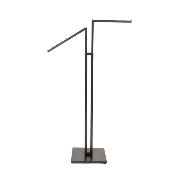 SSWBasics Clothing Rack - Black 2-Way - Straight & Slanted Arms with Black Matte and Chrome Accents - Adjustable From 48" to 72" - Use for Retail  Restaurants  and Home Storage