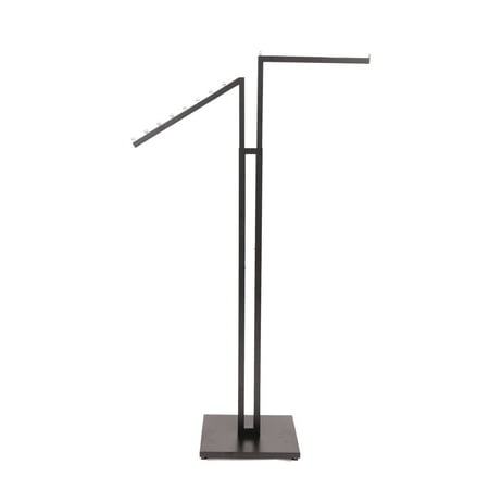SSWBasics Clothing Rack - Black 2-Way - Straight & Slanted Arms with Black Matte and Chrome Accents - Adjustable From 48" to 72" - Use for Retail Restaurants and Home Storage