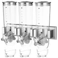 thumbnail image 2 of Wall Mounted Food Dispenser, Triple Cereal Dispenser with 3 Cups & Rotary Switches, Large Dry Food Dispenser, Candy Storage Container, Snack Dispenser for Storing Coffee Beans, Nuts, 2 of 6
