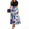 thumbnail image 2 of UoCefik Purple Wedding Dresses For Bride Elegant Floral Summer a Line Dress with Belt Short Sleeve Patchwork Plus Size Party Flowy Maxi Dresses XXL, 2 of 4