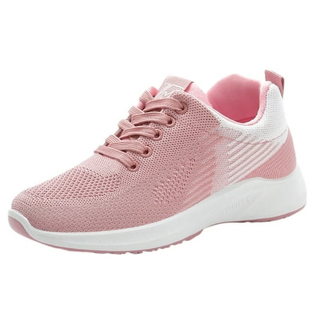 

Sneakers for Women Women Breathable Lace Up Shoes Flats Casual Shoes Unisex Lightweight Work Shoes Sporty Breathable Slip Work Trainers Womens Sneakers Pu Pink 37