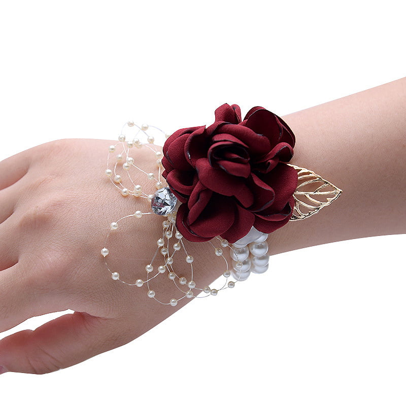Corsage Wristlet Artificial Rose Hand Flower Wedding Party Prom Supplies 