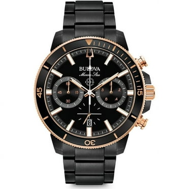 Bulova Men's Black IP Marine Star Chronograph Watch 98B302 45mm