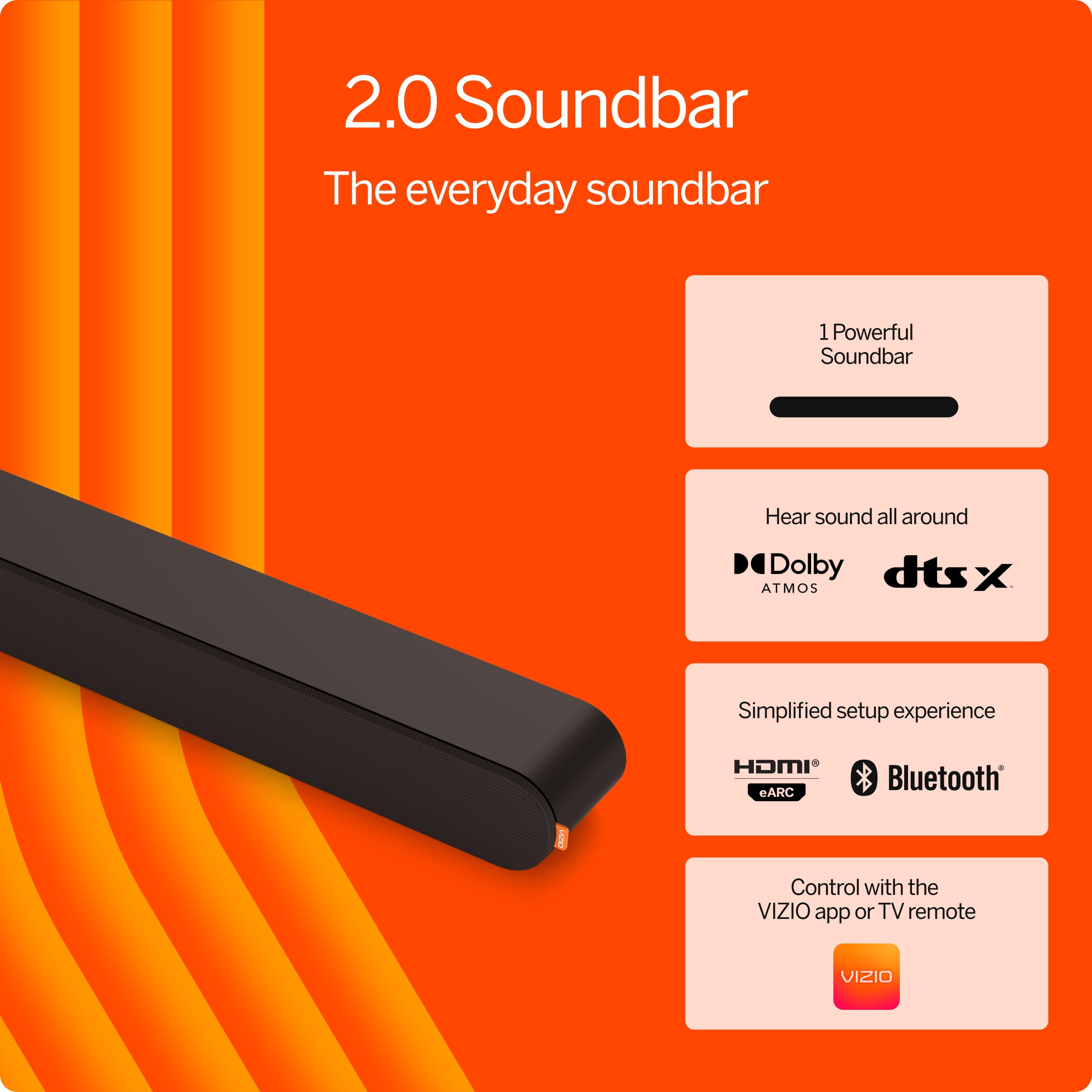 VIZIO 2.0 Soundbar with Dolby Atmos, DTS:X, Bluetooth (SV200M-08)