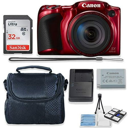 Canon PowerShot SX420 is Digital Camera (Red) Kit with Sandisk 32GB High Speed Memory Card + Camera Case + Starter (Best Digital Street Camera)