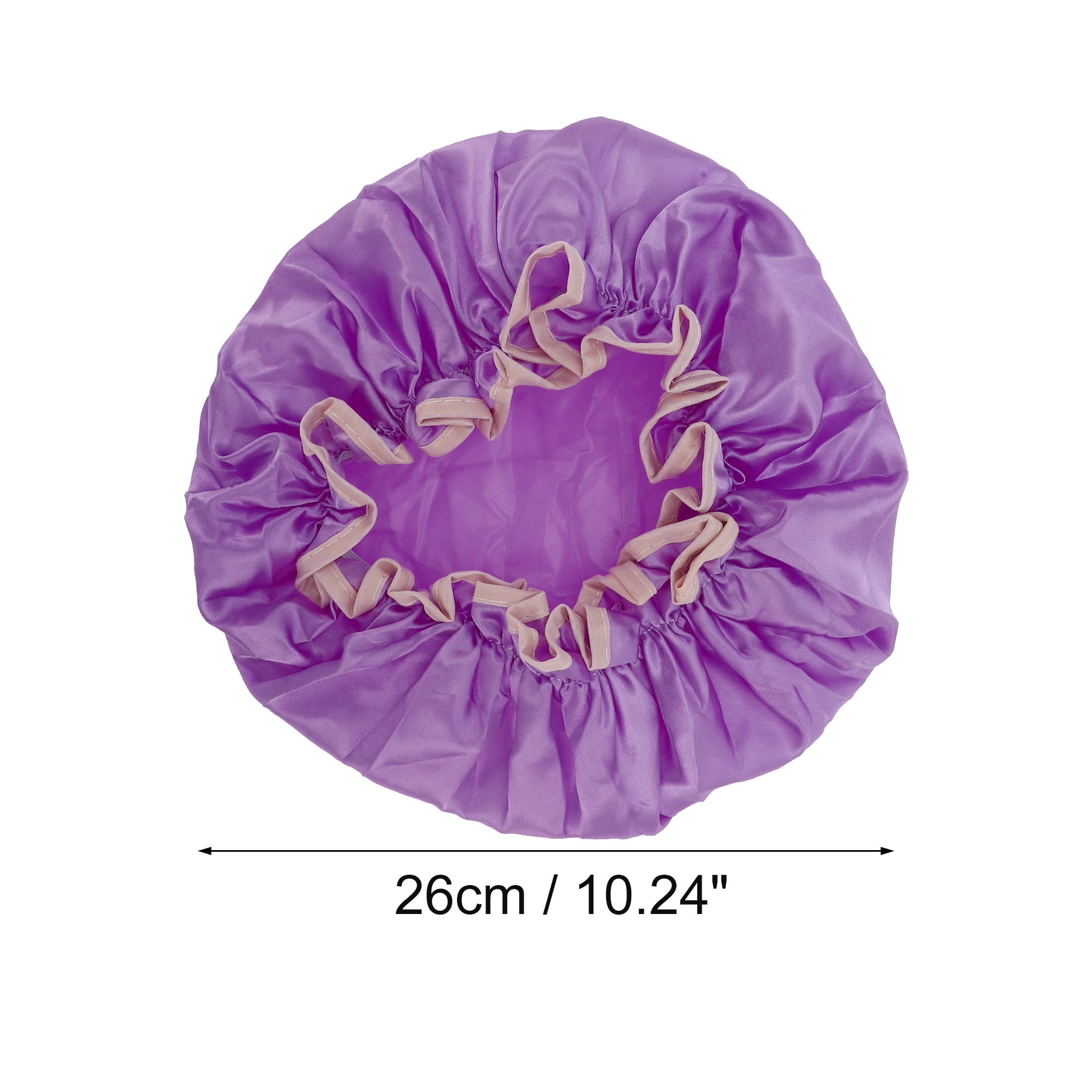 Unique Bargains Women Double Layer Shower Cap 1 Pc Purple