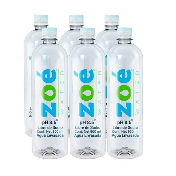 Agua alcalina Zoé clásica 6 botellas con 900 ml c/u