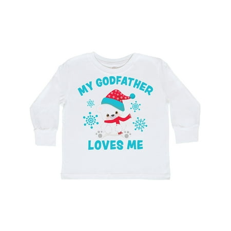 

Inktastic Polar Bear My Godfather Loves Me in Santa Hat Gift Toddler Boy or Toddler Girl Long Sleeve T-Shirt