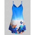 thumbnail image 2 of Más el tamaño de la flor de mariposa Ombre Imprimir Cami Rosegal Camisetas sin mangas de talla grande, 2 of 5
